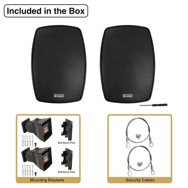 Alt view image 2 of 6 - Pair of 5.25" Outdoor Surface-Mount Speakers (VELA-5B-PAIR) | IP55 Weatherproof Enclosure, Adjustable Bracket, 5.25" Woofer, 70V/100V/8, for Home & Commercial Installations, Black