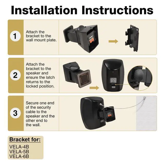Alt view image 6 of 6 - Pair of 5.25" Outdoor Surface-Mount Speakers (VELA-5B-PAIR) | IP55 Weatherproof Enclosure, Adjustable Bracket, 5.25" Woofer, 70V/100V/8, for Home & Commercial Installations, Black