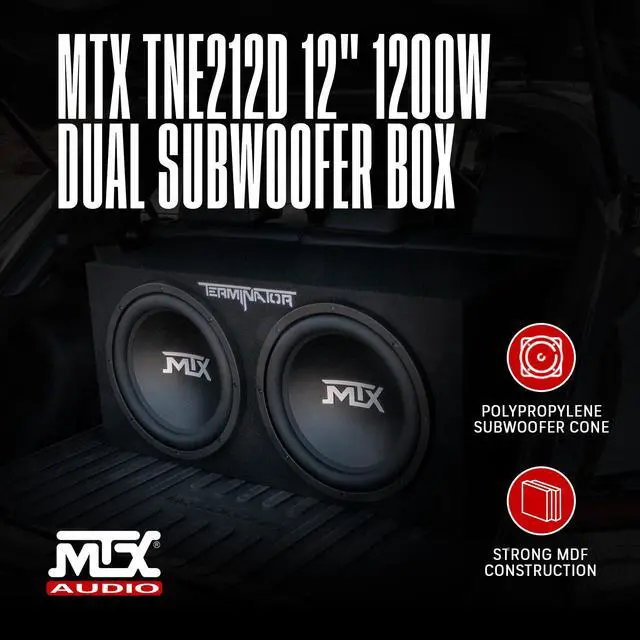 Alt view image 5 of 6 - Terminator Dual 12" Subwoofers, Loaded Enclosure, 1200W Max, 400W RMS | Car Audio Subwoofer and Speaker System with Deep Bass Sound
