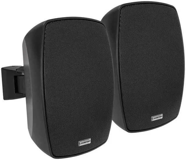 Main image of Pair of 5.25" Outdoor Surface-Mount Speakers (VELA-5B-PAIR) | IP55 Weatherproof Enclosure, Adjustable Bracket, 5.25" Woofer, 70V/100V/8, for Home & Commercial Installations, Black
