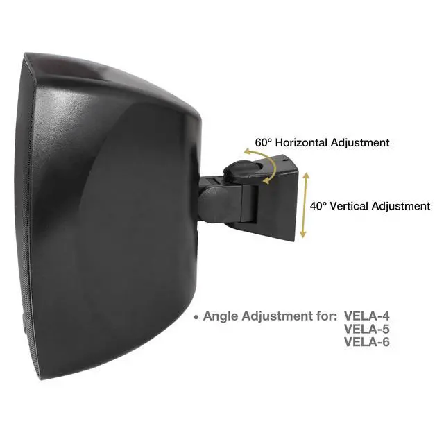 Alt view image 4 of 6 - Pair of 5.25" Outdoor Surface-Mount Speakers (VELA-5B-PAIR) | IP55 Weatherproof Enclosure, Adjustable Bracket, 5.25" Woofer, 70V/100V/8, for Home & Commercial Installations, Black