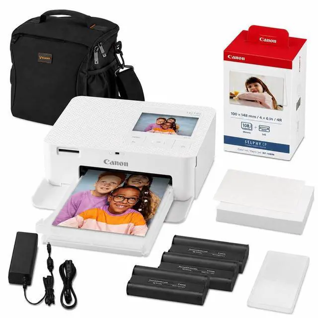 Main image of SELPHY CP1500 Wireless Printer with KP-108IN Ink, Paper & Bag (White) | Complete Photo Printing Bundle with, Shoulder, Power Adapter, Cassette and AC Cable