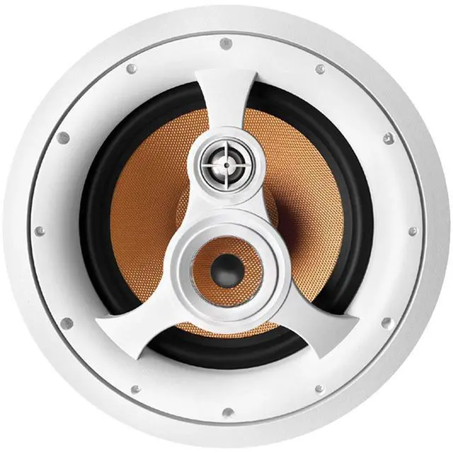 Alt view image 2 of 7 - America H-310C 250-Watt 3-Way 10" in-Ceiling Speaker with Pivoting Tweeter & Midrange Plus Metal & Cloth Grilles, White