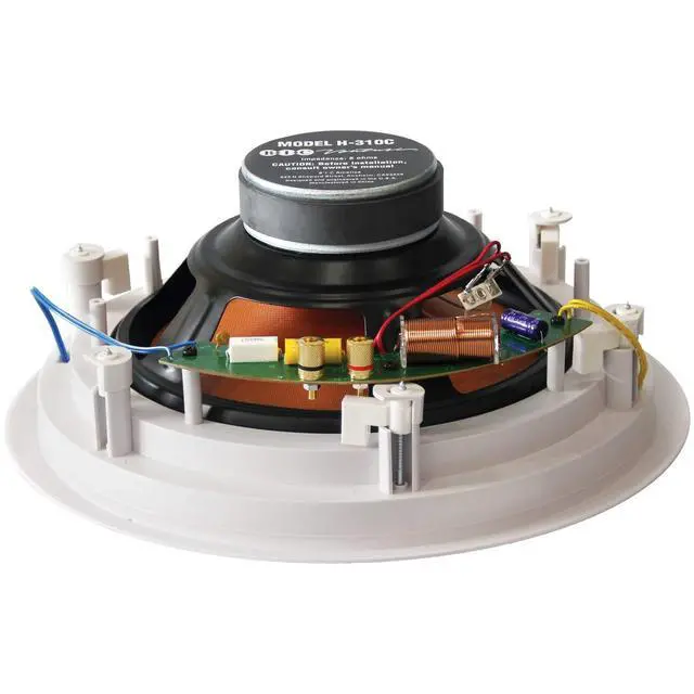 Alt view image 4 of 7 - America H-310C 250-Watt 3-Way 10" in-Ceiling Speaker with Pivoting Tweeter & Midrange Plus Metal & Cloth Grilles, White