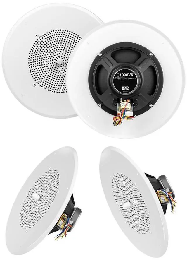 Main image of C1090 Commercial 8" Ceiling 70V Speaker w/Volume Control 70/25V Transformer (3-Pack)
