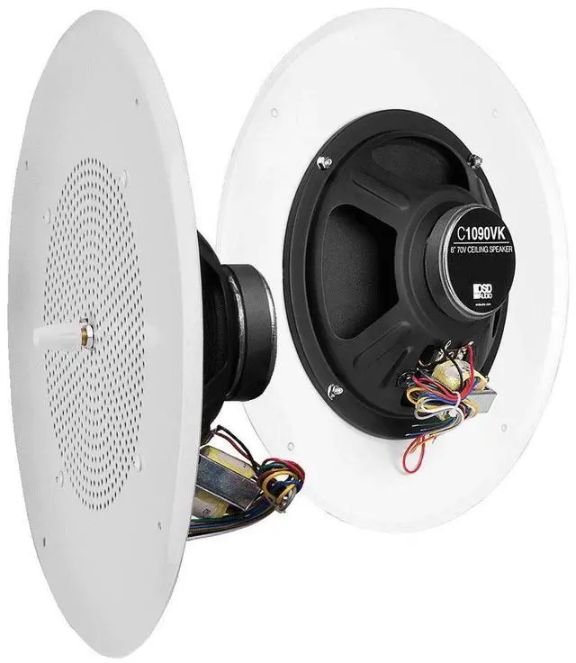 Alt view image 2 of 4 - C1090 Commercial 8" Ceiling 70V Speaker w/Volume Control 70/25V Transformer (3-Pack)