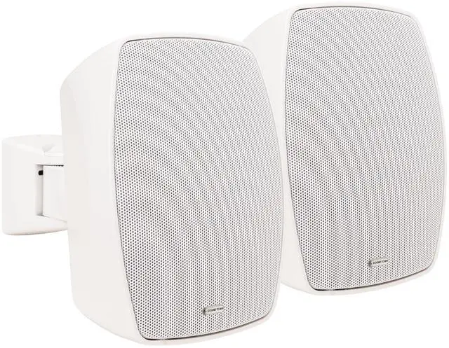Main image of Pair of 4" Outdoor Surface-Mount Speakers (VELA-4W-PAIR) | IP55 Weatherproof Enclosure, Adjustable Bracket, 4" Woofer, 70V/100V/8, for Home & Commercial Installations, White