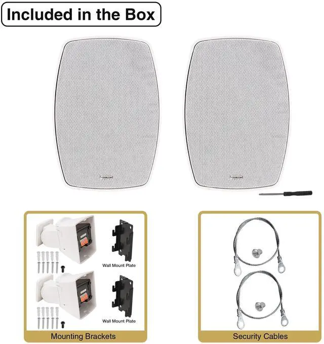 Alt view image 2 of 5 - Pair of 4" Outdoor Surface-Mount Speakers (VELA-4W-PAIR) | IP55 Weatherproof Enclosure, Adjustable Bracket, 4" Woofer, 70V/100V/8, for Home & Commercial Installations, White
