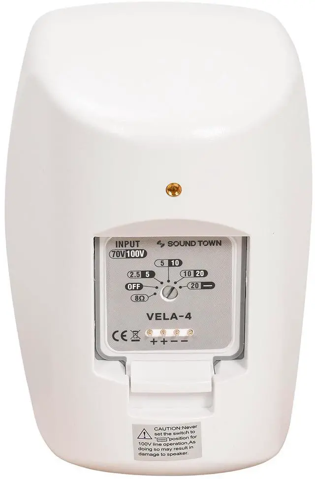 Alt view image 4 of 5 - Pair of 4" Outdoor Surface-Mount Speakers (VELA-4W-PAIR) | IP55 Weatherproof Enclosure, Adjustable Bracket, 4" Woofer, 70V/100V/8, for Home & Commercial Installations, White