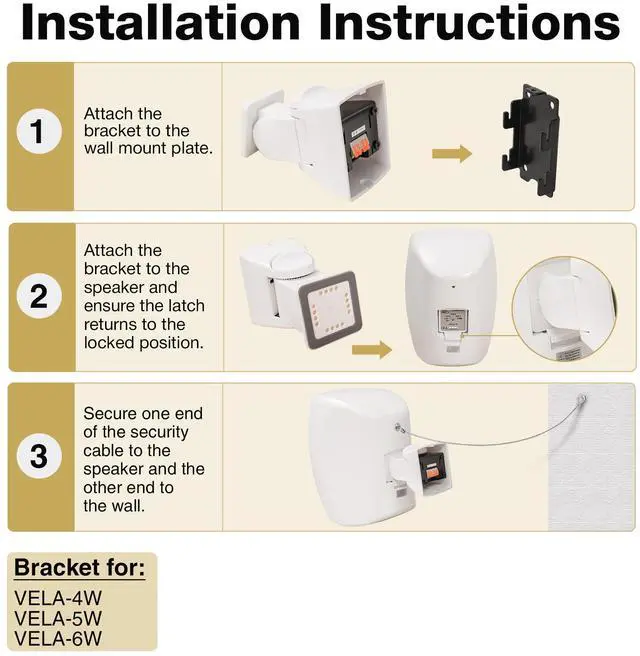 Alt view image 6 of 6 - Pair of 5.25" Outdoor Surface-Mount Speakers (VELA-5W-PAIR) | IP55 Weatherproof Enclosure, Adjustable Bracket, 5.25" Woofer, 70V/100V/8, for Home & Commercial Installations, White