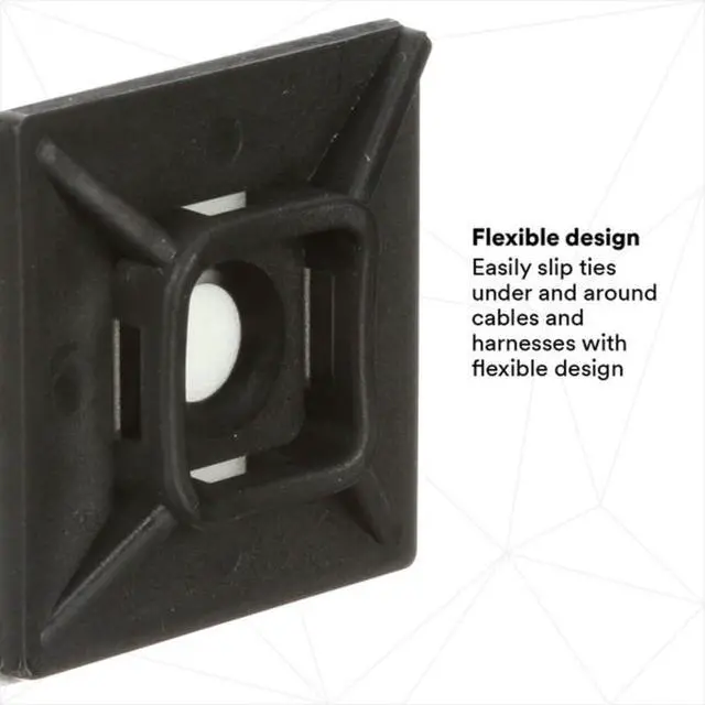 Alt view image 2 of 7 - Cable Tie Base, Nylon 6/6, Black, 0.99 in L CTB1X1BKA-C - 1 Each