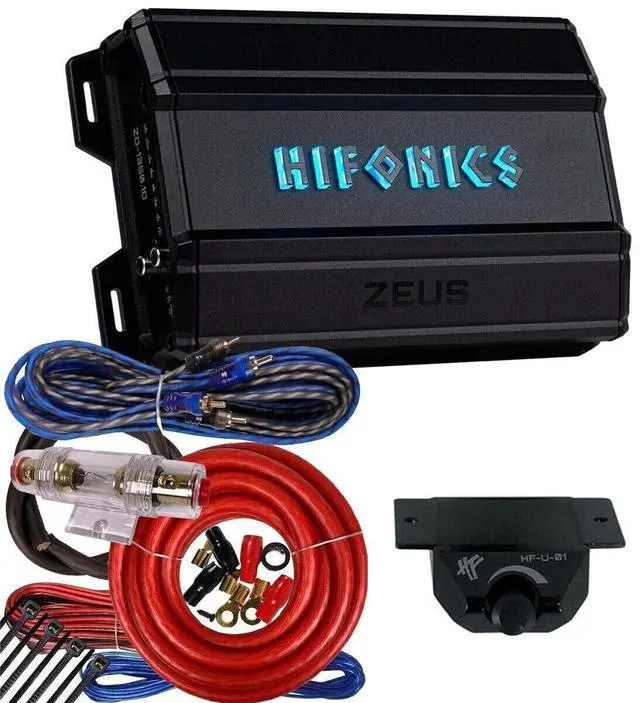 Main image of ZD-1350.1D Zeus Delta 1350W Mono Block Car Audio Amplifier with Complete 4 Gauge Amplifier Installation Kit, All-Black Compact Design