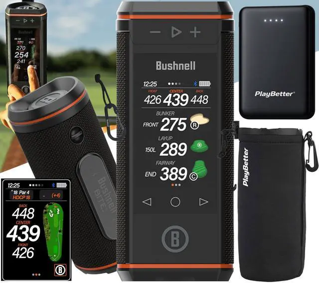 Main image of Bushnell Wingman HD Golf GPS Speaker Pouch & Charger Bundle | 3.5 Color HD Touchscreen, 360° Premium Audio, Visual & Audible Distances, BITE Magnetic Mount, Hazards & Layups, GreenView