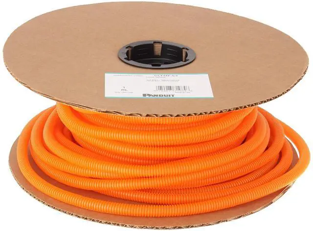 Main image of Slit Wall Corrugated Loom Tubing, Orange, 100 ft. x 1 in. Dia