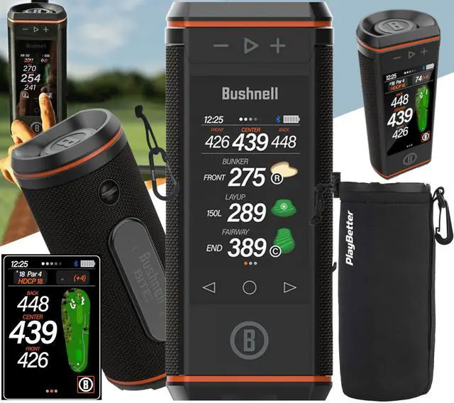 Main image of Bushnell Wingman HD Golf GPS Speaker Protective Pouch Bundle | 3.5 Color HD Touchscreen, 360° Premium Audio, Visual & Audible Distances, BITE Magnetic Mount, Hazards & Layups, GreenView