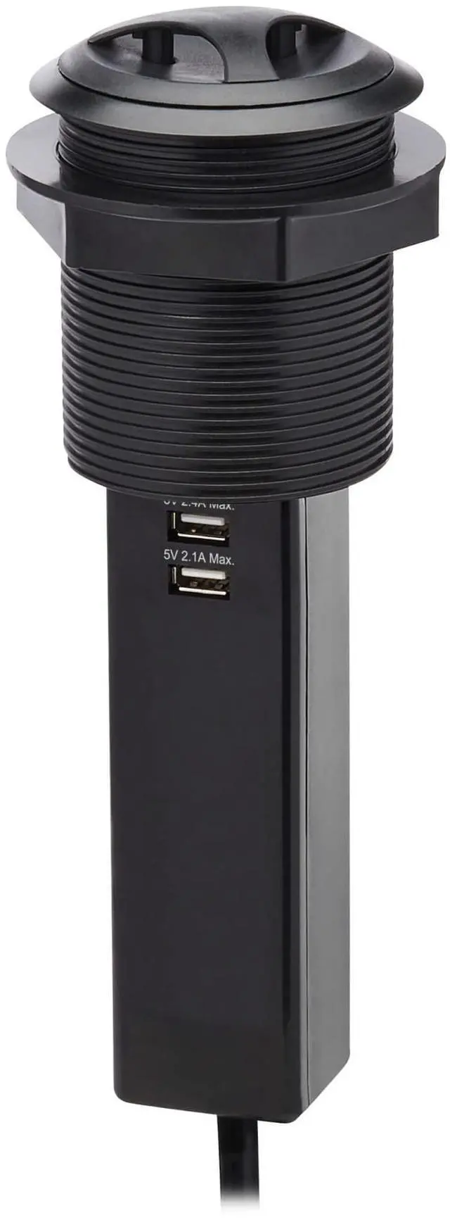 Alt view image 5 of 7 - Safe-IT Pop-Up Desktop Charging & Power Strip Grommet Desk Cord Cable Hole Cover, 2 Standard Outlets + 2 USB-A Charging, 6 Foot Cord, (PS22POPAM)