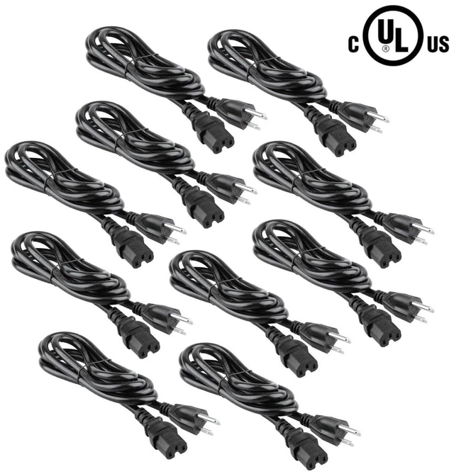 Alt view image 2 of 2 - Black, Heavy Duty NEMA 5-15P to IEC 60320 C15, 14AWG, 15A/1875W, SJT, 125V, for PCs, Monitors, Scanners, and Printers (10FT (3 Meter) 10 Pack)