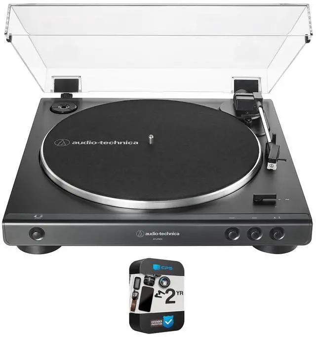 Main image of AT-LP60X-BK Fully Automatic Belt-Drive Stereo Turntable 33-1/3 & 45 RPM - Black Bundle with 1 Year Extended Protection Pack