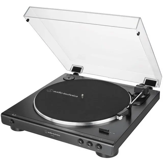Alt view image 4 of 5 - AT-LP60X-BK Fully Automatic Belt-Drive Stereo Turntable 33-1/3 & 45 RPM - Black Bundle with 1 Year Extended Protection Pack