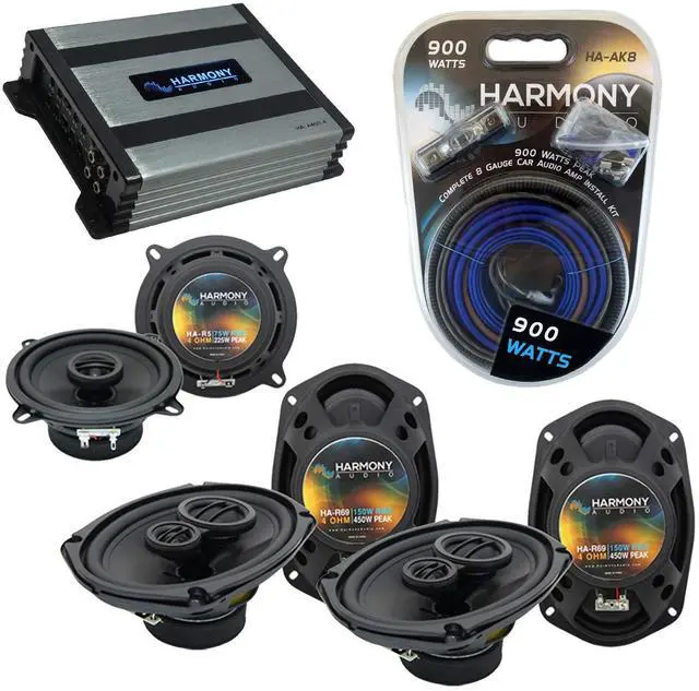 Main image of Speaker Amp Bundle Fits Dodge Caravan 2002-2007 HA-A400.4 | 800 watt clean power, 4 channel car amplifier kit, front and rear pairs, complete plug-in sound refresh, 6x9 system