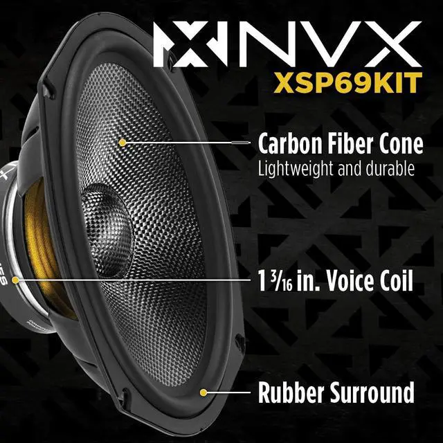 Alt view image 2 of 7 - ® XSP69KIT 6x9 Car Speakers, 600W Max, 300W RMS, 2-Way Component System w/ 1" Silk Dome Tweeters & Passive X-Overs, Easy to Install in Cars/Trucks/Doors (Pair)