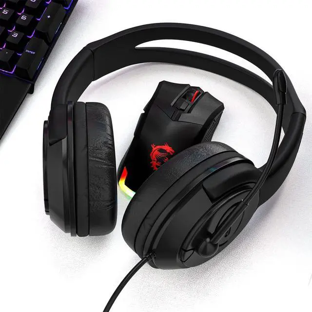 Alt view image 3 of 5 - Bulk 45-Pack Headphones with Boom Microphone Wired Over-Ear Headset with 3.5mm Plug for Classroom, School, Remote Learning, Office Use Durable, Adjustable Black, Red, Blue