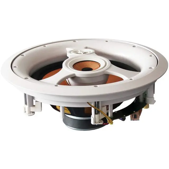 Alt view image 6 of 7 - America H-310C 250-Watt 3-Way 10" in-Ceiling Speaker with Pivoting Tweeter & Midrange Plus Metal & Cloth Grilles, White