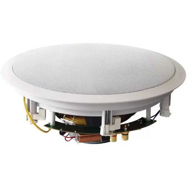 Alt view image 5 of 7 - America H-310C 250-Watt 3-Way 10" in-Ceiling Speaker with Pivoting Tweeter & Midrange Plus Metal & Cloth Grilles, White