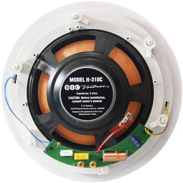 Alt view image 3 of 7 - America H-310C 250-Watt 3-Way 10" in-Ceiling Speaker with Pivoting Tweeter & Midrange Plus Metal & Cloth Grilles, White
