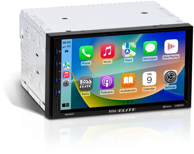 Main image of Elite BE7ACP Car Stereo - 7" Display, Apple CarPlay & Android Auto Head Unit, Double DIN Touch Screen Car Stereo, Bluetooth, AM/FM Radio Receiver, USB, SD, No CD/DVD Player