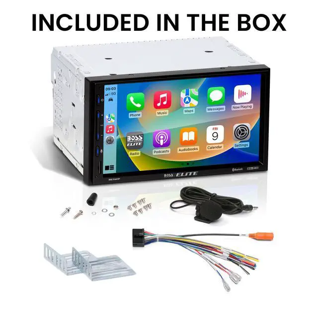 Alt view image 6 of 6 - Elite BE7ACP Car Stereo - 7" Display, Apple CarPlay & Android Auto Head Unit, Double DIN Touch Screen Car Stereo, Bluetooth, AM/FM Radio Receiver, USB, SD, No CD/DVD Player