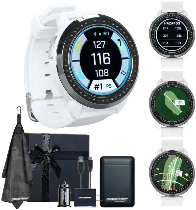 Main image of Bushnell Golf iON Elite GPS Smartwatch (White) | 38,000 Courses, Slope Compensation, Hazard Info, Color Touchscreen, Distance Calculator, Magnet Mount, Scorekeeping | Signature Series Gift Bundle