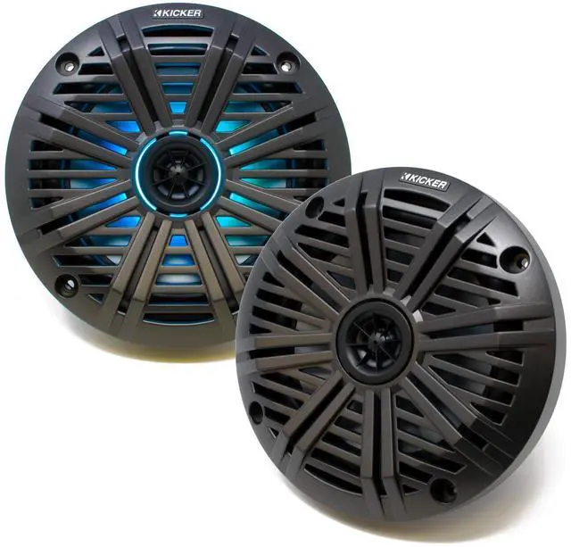 Main image of KM614L LED 6.5 OEM Replacement Marine Speakers with Charcoal Salt Water Grills - 1 Pair, 2 Speakers