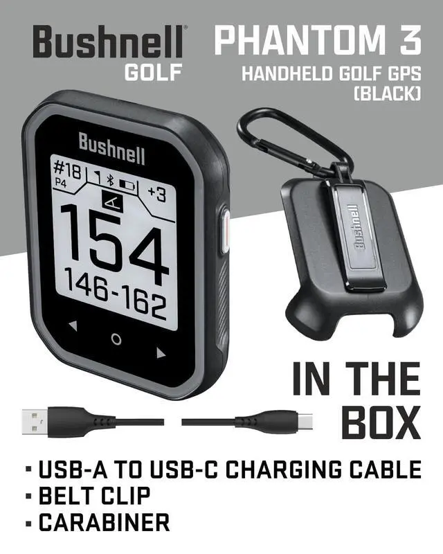 Alt view image 2 of 6 - Bushnell Phantom 3 GPS Rangefinder Black with BITE Magnetic Mount and GreenView with Lens Cleaning Cloth Bundle
