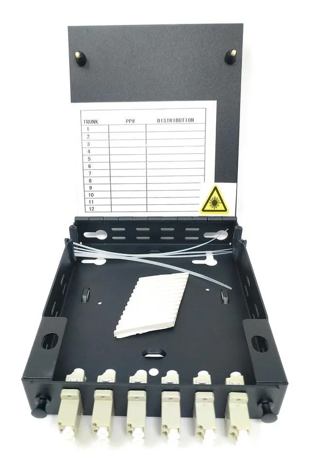 Alt view image 2 of 5 - Wall Mount Fiber Enclosure with Splicing Module and Loaded 6 Port LC-UPC Multimode Duplex LGX Panel