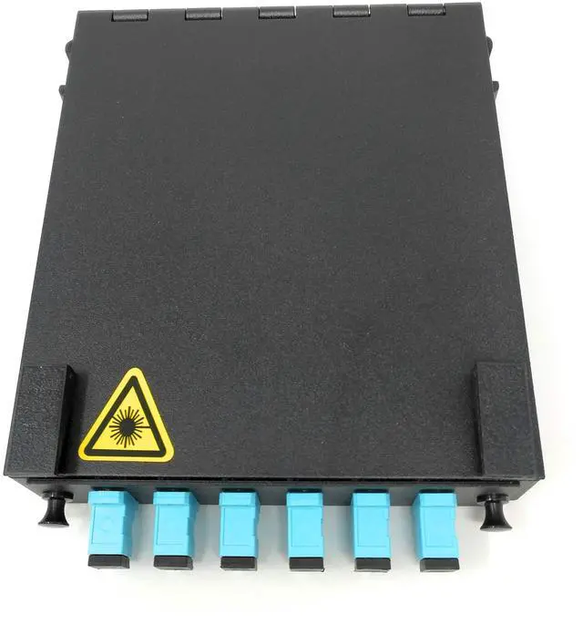 Main image of Wall Mount Fiber Enclosure with Splicing Module and Loaded 6 Port SC-UPC OM3 Multimode Simplex LGX Panel