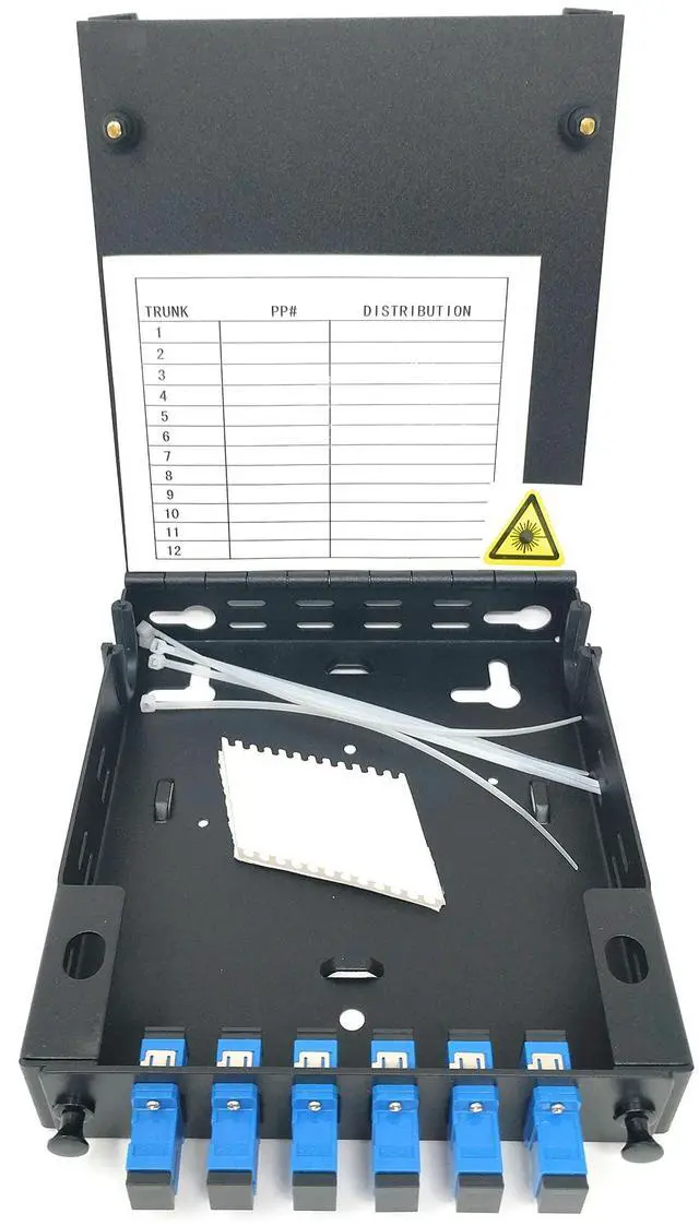 Alt view image 2 of 5 - Wall Mount Fiber Enclosure with Splicing Module and Loaded 6 Port SC-UPC Singlemode LGX Panel