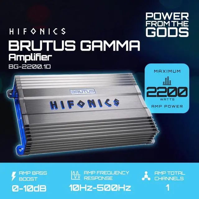 Alt view image 2 of 7 - BG-2200.1D Brutus Gamma Monoblock Super D Class 2200 Watt Car Audio Sound System Subwoofer Speaker Amp Amplifier with Bass Knob