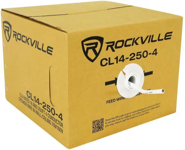 Main image of CL14-500-4 CL2 Rated 14 AWG 500' in-Wall/Ceiling Speaker Wire | 100% OFC Copper, 4 Conductor, Color-Coded PVC, Fire-Safety Rated, 8 Ohm/70V/100V Compatible, Stranded