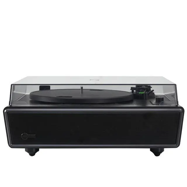 Alt view image 3 of 6 - Huygens High Fidelity Bluetooth Record Player with Built-in Speakers Belt Drive Vinyl Turntable with Moving Magnet Cartridge, Bluetooth Input Output and Aux-in (Huygens Black)
