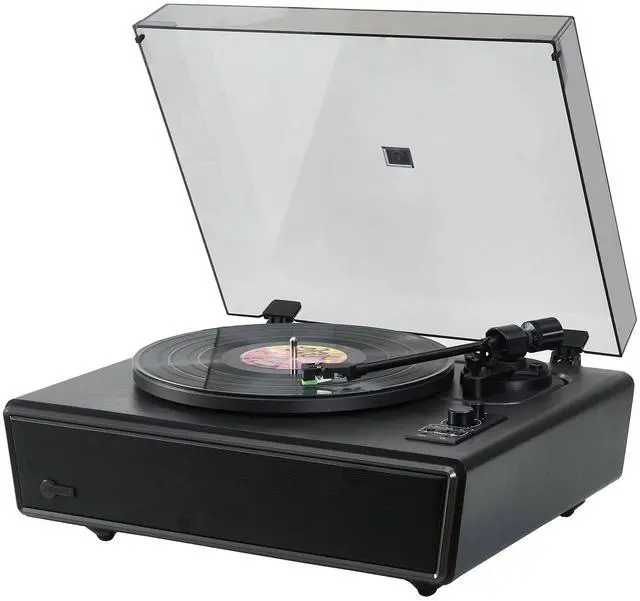 Main image of Huygens High Fidelity Bluetooth Record Player with Built-in Speakers Belt Drive Vinyl Turntable with Moving Magnet Cartridge, Bluetooth Input Output and Aux-in (Huygens Black)