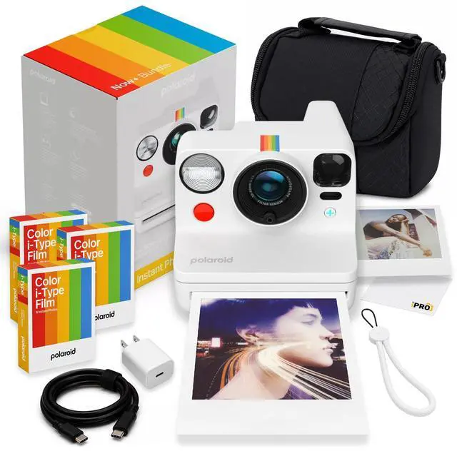 Main image of Now+ Generation 3 iType Instant Camera in White + 24 Film Bundle | Includes 8-Photo Color i-Type Film, Instant Photography for Travel, Parties & Gifts, Dual-Lens Autofocus, USB-C