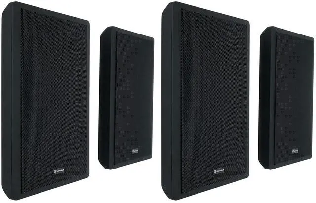 Main image of RockSlim Black 5.25" Home Audio Wall-Mount Speakers, 4-Pack | 240W Peak Power, 80W RMS, Slim 1.38" Design, Easy Wall Mount, 0.5" Mylar Tweeters, Black Finish