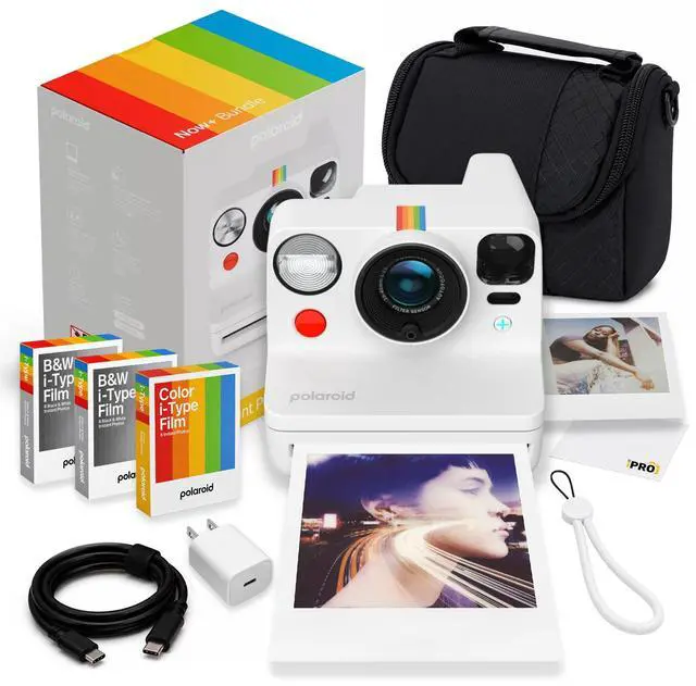Main image of Now+ Generation 3 iType Instant Camera in White + 24 Film Bundle | Includes 8-Photo Color i-Type Film, Instant Photography for Travel, Parties & Gifts, Dual-Lens Autofocus, USB-C