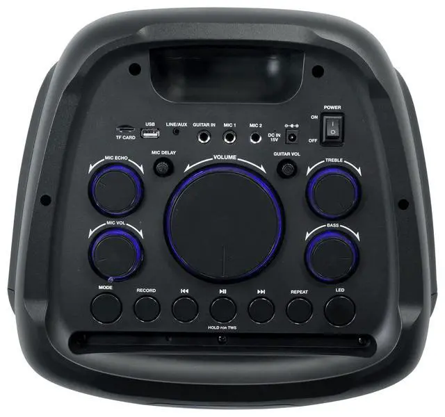 Alt view image 3 of 7 - BASS Party 10 Dual 10" Portable Battery LED Party Bluetooth Speaker