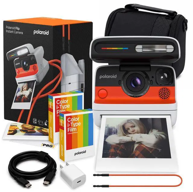 Main image of Flip Instant Camera in White with 4-Lens System + 16 Film Bundle | Instant Camera for Travel, Parties & Creative Photography, Sonar Autofocus, Compatible with i-Type & 600 Film