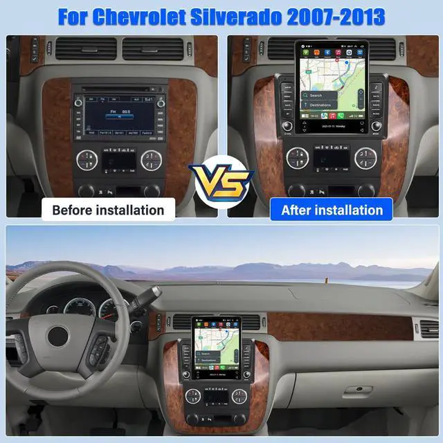 Alt view image 2 of 7 - Upgrade Car Stereo Radio for Chevy Silverado Chevrolet GMC Sierra 2007 2008 2009 2010 2011 2012 2013 2014 4+64G w/Wireless Carplay/Android Auto 9.7" IPS Touchs Sreen GPS Navi WiFi DSP Bluetooth/SWC/FM