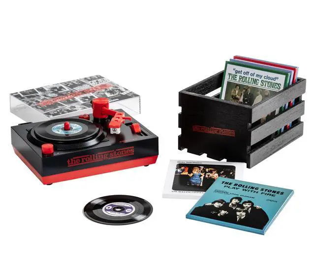 Alt view image 4 of 7 - CR6037BT-RS Rolling Stones RSD3 Mini Record Player & Crate, Black | Plays 3" records, ATN3600L Audio-Technica Cartridge, Bluetooth Out, Clear Dust Cover with Rolling Stones Artwork