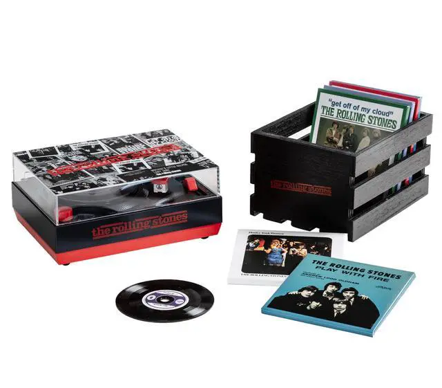 Alt view image 5 of 7 - CR6037BT-RS Rolling Stones RSD3 Mini Record Player & Crate, Black | Plays 3" records, ATN3600L Audio-Technica Cartridge, Bluetooth Out, Clear Dust Cover with Rolling Stones Artwork