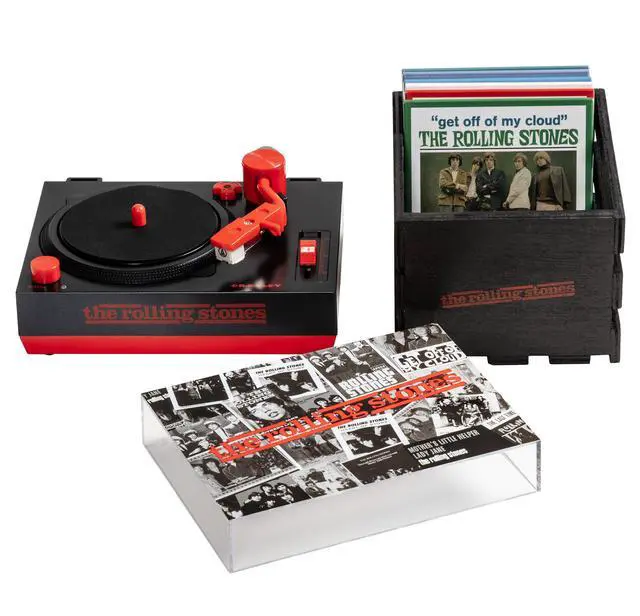 Alt view image 6 of 7 - CR6037BT-RS Rolling Stones RSD3 Mini Record Player & Crate, Black | Plays 3" records, ATN3600L Audio-Technica Cartridge, Bluetooth Out, Clear Dust Cover with Rolling Stones Artwork
